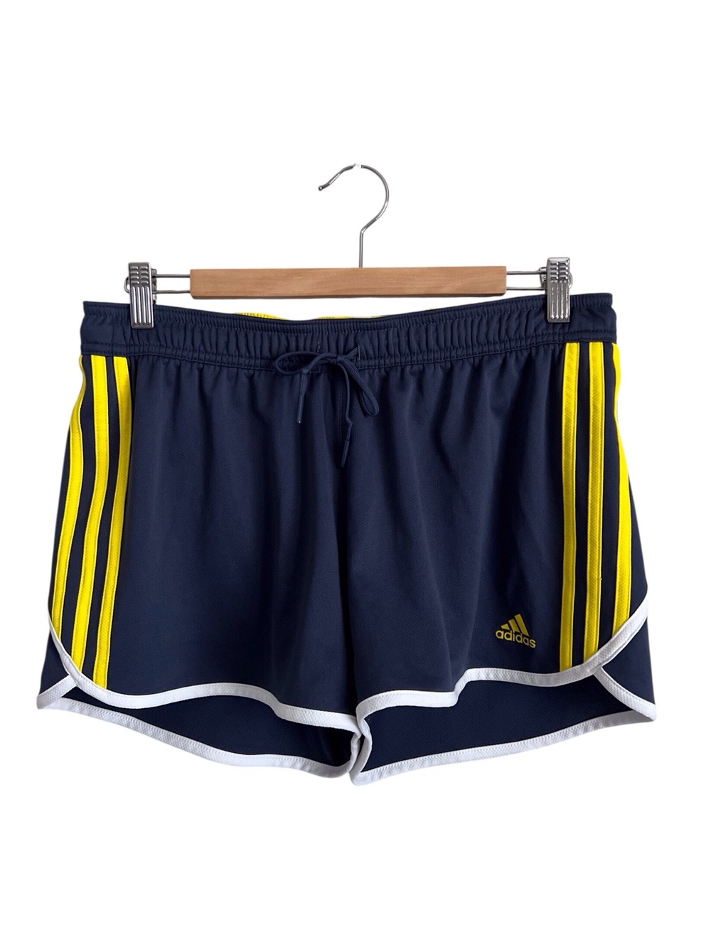 Adidas Women’s Athletic Shorts Blue Yellow Stripe Retro Activewear Sporty Medium